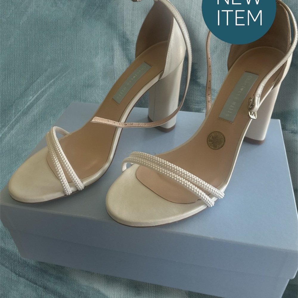 Bridal Elegance by Charlotte Mills “Lenny”Pearl Cream Bridal Heeled Sandals